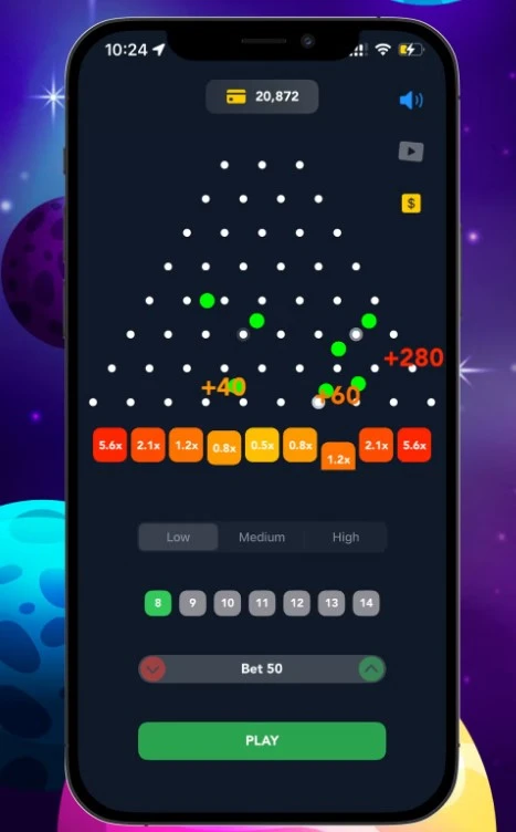 Plinko Mobile Application Gameplay.